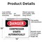 Signmission Compressor Starts Automatically Danger Sign, Aluminum, 14in W x 10in L, 2PK OS-2PACK-DS-A-1014-L-1642 - alternate 8